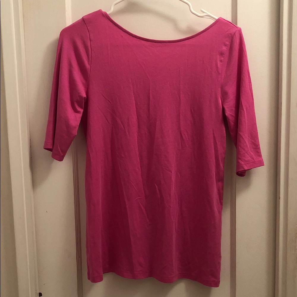 Old Navy Fuchsia Scoop-Neck Short Sleeve Fitted Top